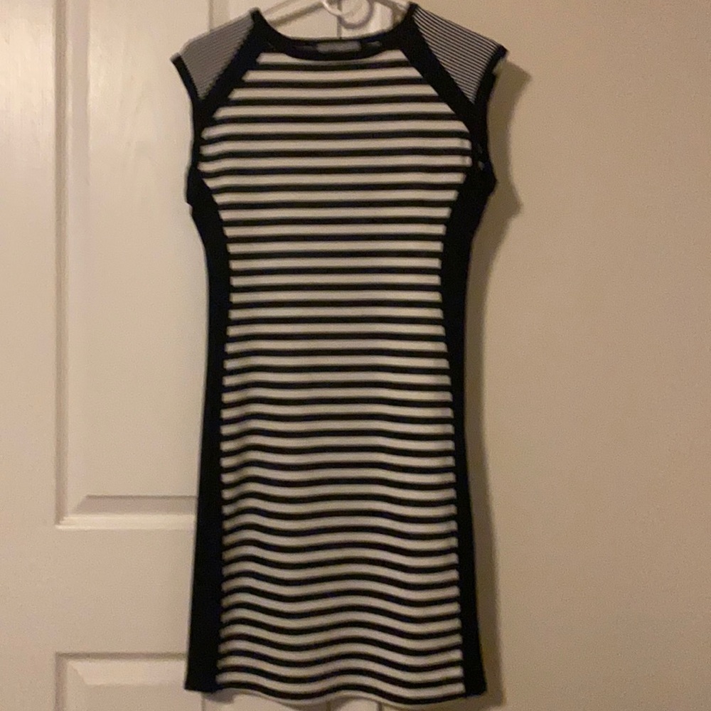 Loveappella Black and White Striped Dress